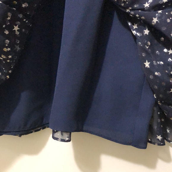 Kate Spade Skirt Women 12 Sparkling Stars Dots Raffled Hem Night Sky Blue New - Picture 6 of 9
